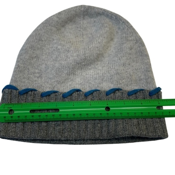 French Knot X Sundance-Braided Cashmere/Merino Wool Hat Gray with blue trim - Picture 7 of 9